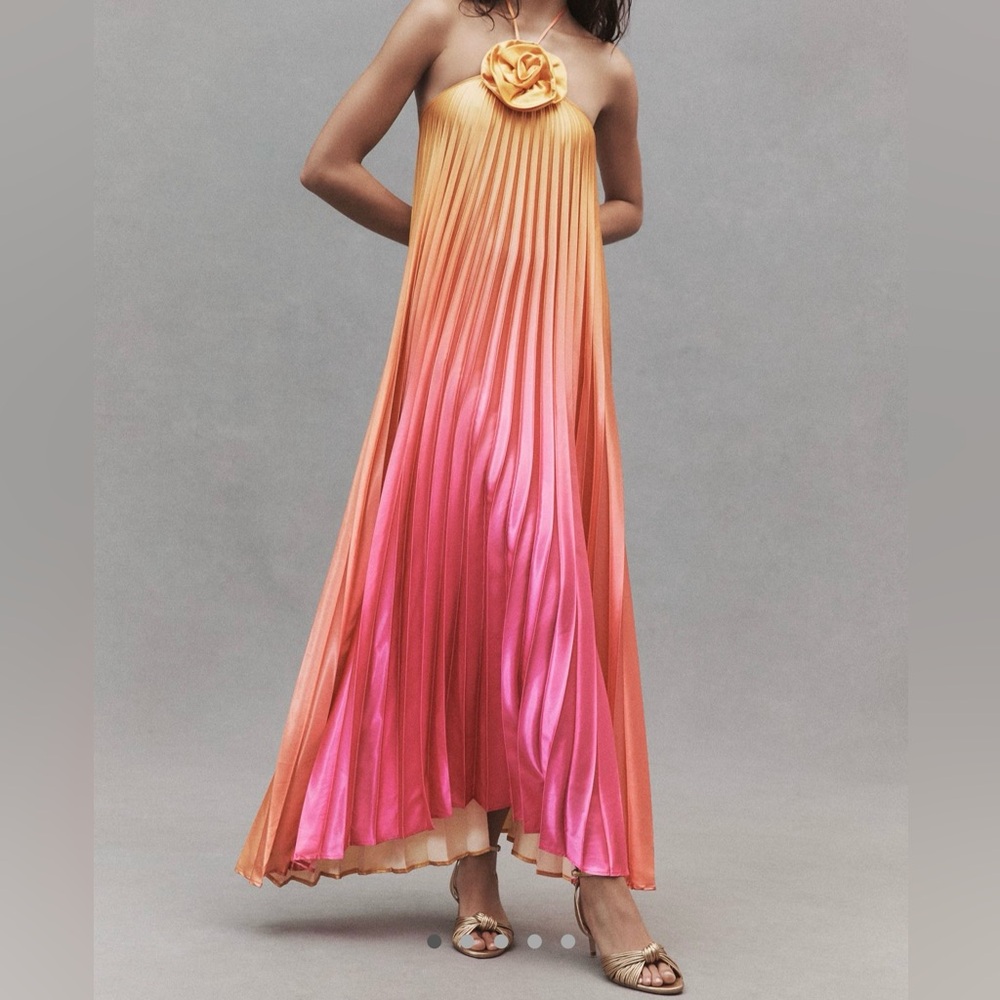 DELFI Collective Giselle Halter Pleated Satin Dress